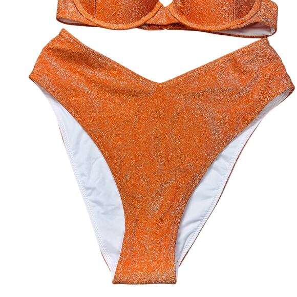Victoria’s Secret Tangelo Orange Brazilian Shimmer High Waist Bikini NWT XS/S - Picture 5 of 15
